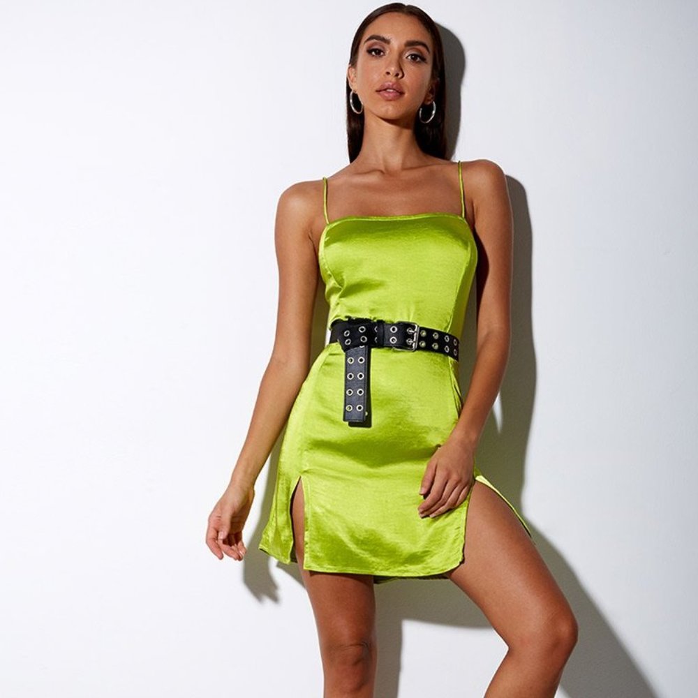 UO Motel Rocks NWT Zenaya Satin Notched Mini Dress
